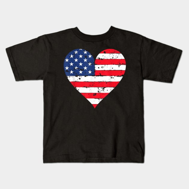 American Flag Heart 4th of July USA Patriotic Pride T-Shirt Kids T-Shirt by julieariasdqr887